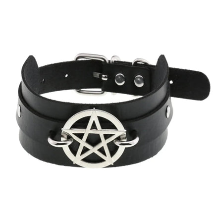 1Pc Harajuku Cuore Sexy Rivetti Cuoio DELL'UNITÀ di elaborazione Nero Goth Punk Girocollo Per Y2K Ragazze FAI DA TE Goth Star Pentagramma Collane Grosse Gioielli PlatiNum
