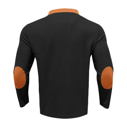 Cross-border new men's waffle color matching strap V-neck top casual long-sleeved bottoming T-shirt PlatiNum