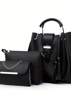 Set di 3 Borse da Donna in Pelle PU: Borsa a Tracolla, Borsa a Mano e Pochette, Combo Elegante per Signore