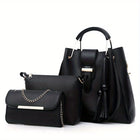 Set di 3 Borse da Donna in Pelle PU: Borsa a Tracolla, Borsa a Mano e Pochette, Combo Elegante per Signore