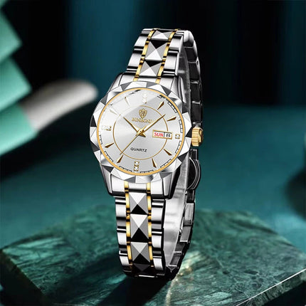 BINBONG Orologi da donna Orologio al quarzo da donna di moda di lusso Orologio da polso in acciaio inossidabile con data luminosa impermeabile Regalo per gli amanti della fidanzata platinumshop