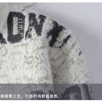 Autumn Winter Men's New Letter Sweater, High-quality Men's Brand Pullover, Warm Knit Tops High Street Trend Base Shirt