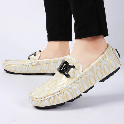 Mocassini da Uomo con Motivi Testurizzati, Calzature Casual Slip-On per Uso Quotidiano, Calzature Resistenti all'Usura e Robuste per Uomo