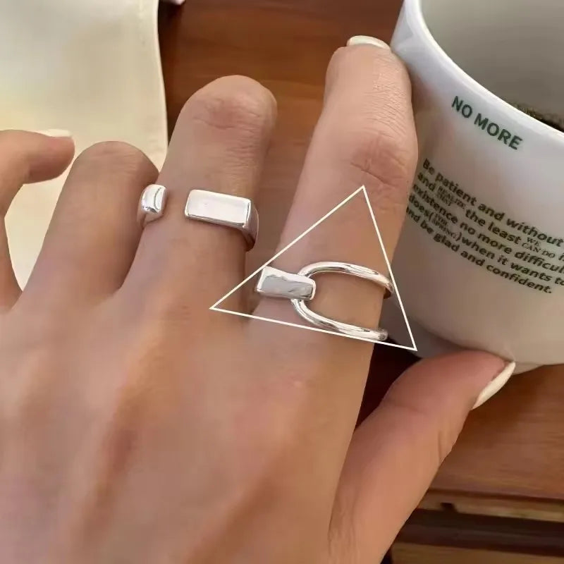 VENTFILLE Anello largo ad arco in argento sterling 925 per gioielli di design punk con geometria femminile regalo asimmetrico Dropshipping