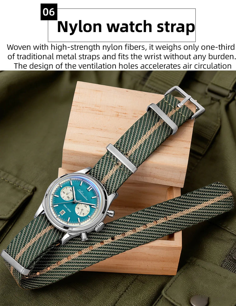 ADDIESDIVE AD2542 Luxury Quartz Chronograph Watch for Men Japanese 0S21 Movement 38mm Stainless Steel Case BGW9 Lume 100M Waterp