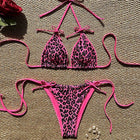 Costume da bagno bikini sexy leopardato da donna con spalline push-up, set bikini a tre pezzi a vita bassa, costumi da bagno estivi da donna senza schienale per la spiaggia PlatiNum