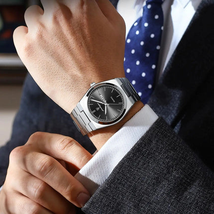 POEDAGAR Orologio da polso al quarzo da uomo di lusso Impermeabile luminoso Data Settimana Orologio da uomo Orologi da uomo d'affari in acciaio inossidabile platinumshop