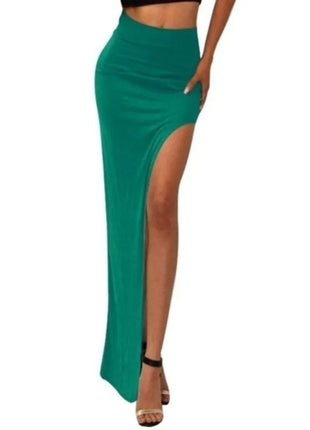 Gonne divise alla moda Gonne lunghe sexy da donna Gonna spaccata laterale aperta Gonna lunga a vita alta con spacco alto Nera