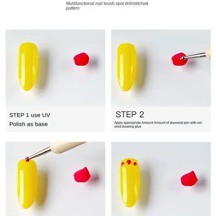 Dual End Wooden Dotting Pen Marble Nail Art Tool Set Manicure Painting Kit 5PCS DIY Nail Design