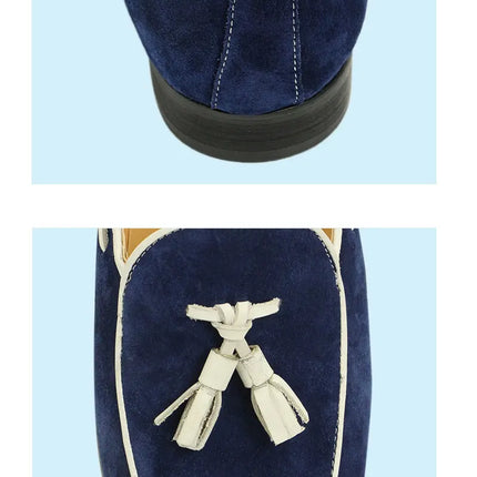 Mocassini Penny Blue da Uomo, Scarpe Casual Estive con Nappe, per Ufficio e Uso Quotidiano, in Pelle Scamosciata di Alta Qualità, Personalizzabili