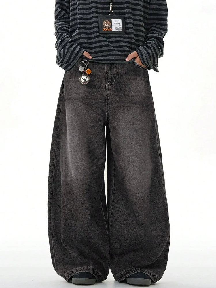 1 Piece Vintage Style Men's American Street Casual Black Jeans Washed Cargo Pants are comfortable and suitable for daily seasona