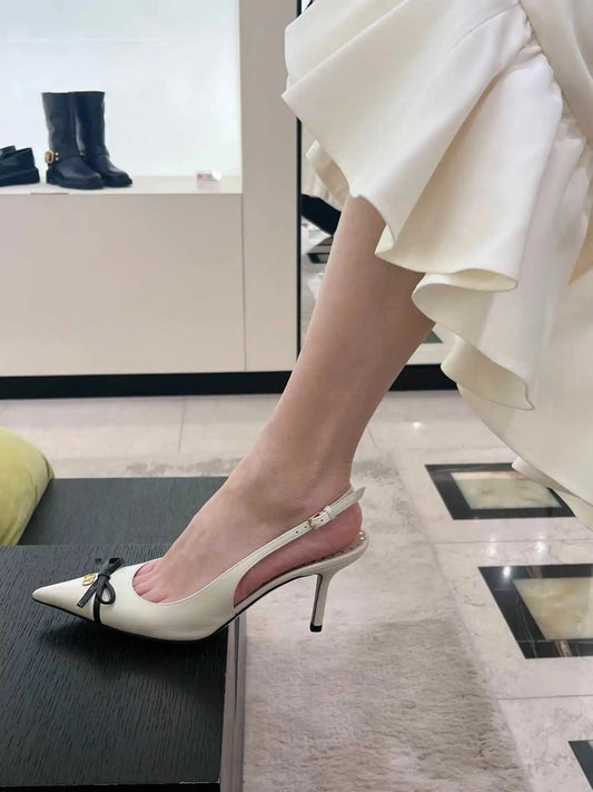Heels sandals Gladiator summer luxury Brand 2025 bow Women High Heels Pointed toe designer Elegant Slingbacks Party Ladies Shoes