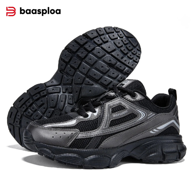 Baasploa Women Running Shoes Lightweight Breathable Sport Shoes Female Comfort White Casual Sneakers Height Increase Cushioning PlatiNum