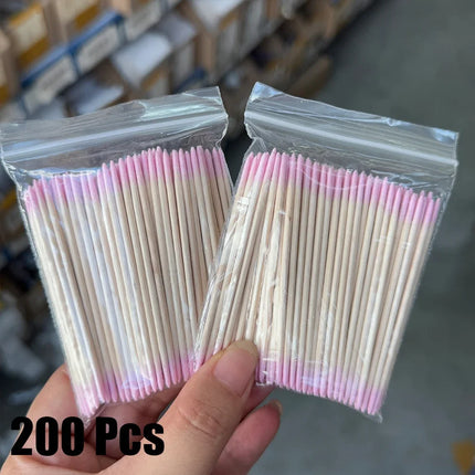 400pcs Pink Double Head Nail Art Cuticle Pusher Remover 7CM Orange Wood Sticks Cotton Swab Clean Tool for Nail Rhinestone Makeup 2028