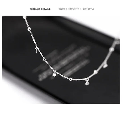 925 Sterling Silver Neck Chain Tassels Round Necklaces Women Jewelry Exquisite Elegant Aesthetic Charms Accessories Argent 925 PlatiNum