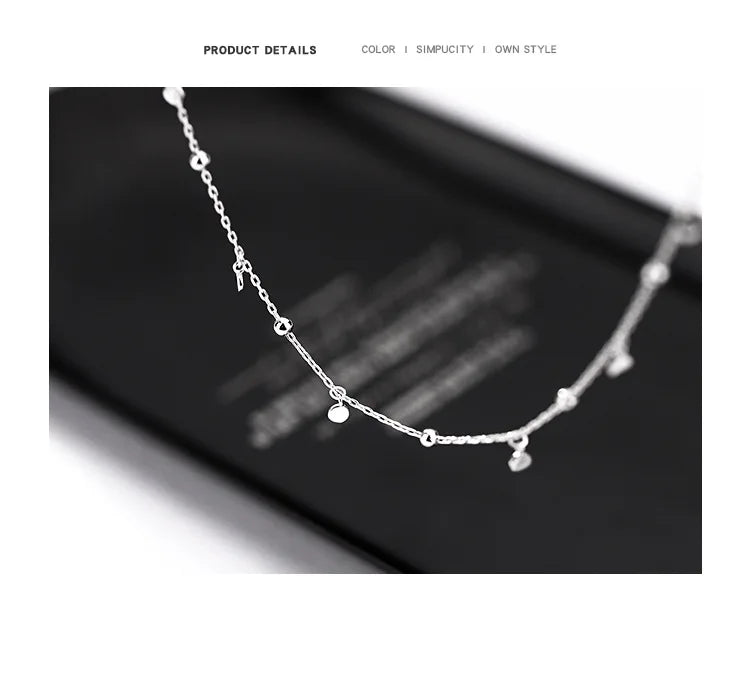 925 Sterling Silver Neck Chain Tassels Round Necklaces Women Jewelry Exquisite Elegant Aesthetic Charms Accessories Argent 925 PlatiNum