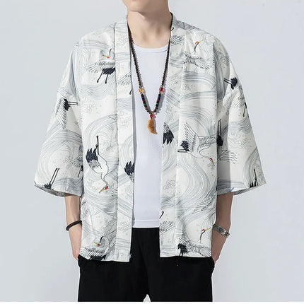 Camicie Sottili da Uomo con Stampa Tradizionale, Abbigliamento Asiatico, Kimono Giapponese, Camicie Yukata da Uomo, Top Larghi da Donna Stile Harajuku, Cappotto Taglie Forti fino alla 5XL