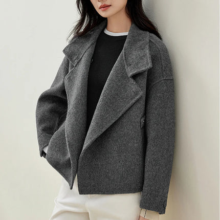 SENTUBILA 100% Wool Winter Jackets for Women Short Coats 2026 Stand Turtleneck Unlined Wool Outerwears Female Clothes W44O56626