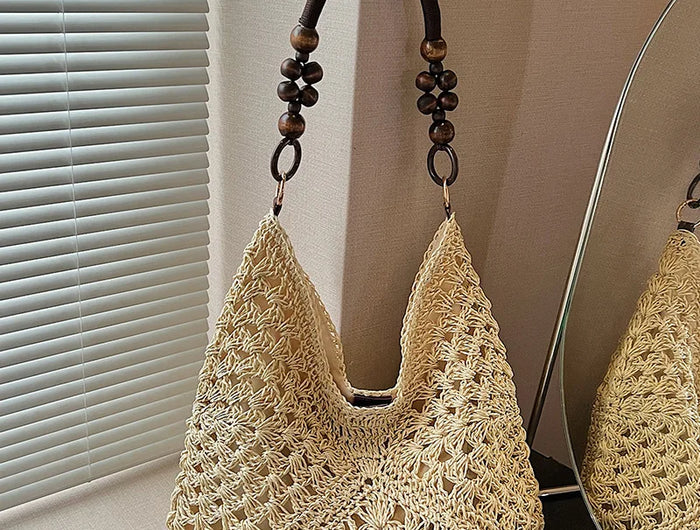 Women's Woven Straw Tote Bag Large Capacity, Summer Beach Vacation Bag, Fashionable Shoulder Bag for Commuting