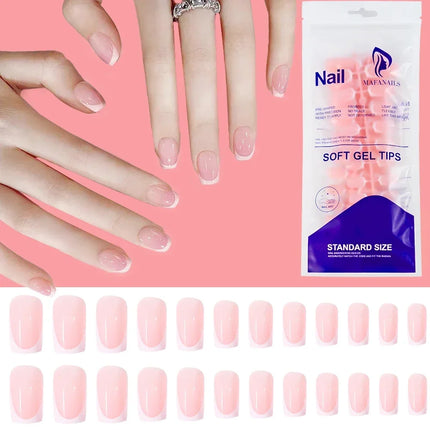 120Pcs Short Square Coffin Glossy Pink Full‑Cover Press‑On Acrylic Fake Nail Tips For DIY Nail Art Decoration