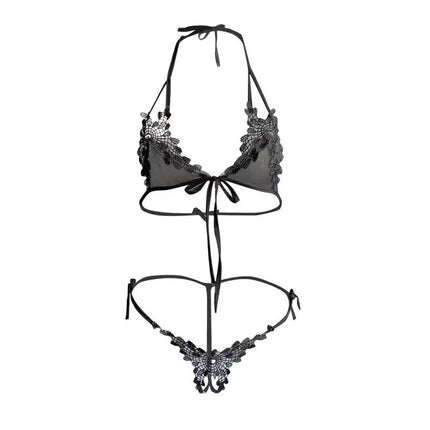 Women sexy Fancy Underwear Set Lingerie Beautiful Exotic set Sexy lace See-through pajamas Lingerie Bra panty set adjustable