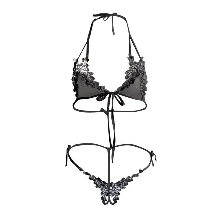 Women sexy Fancy Underwear Set Lingerie Beautiful Exotic set Sexy lace See-through pajamas Lingerie Bra panty set adjustable