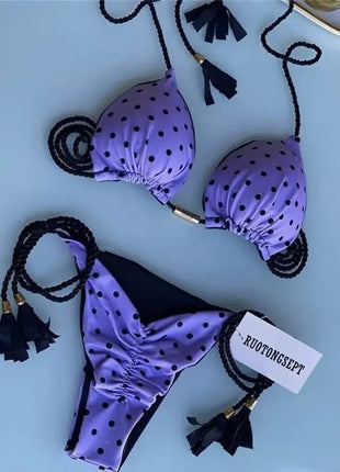 Nuovo Costume da Bagno Sexy da Donna, Set Bikini all'Uncinetto a 2 Pezzi, Triangolare Brasiliano, Push-Up, per Spiaggia Estiva PlatiNum