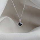 VOQ Silver Color Black Square Necklace Women's Fashion Temperament Birthday Student Friendship Gift Jewelry Necklace for Women PlatiNum