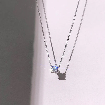 Hot 925 Sterling Silver 14k Gold Plated Necklace Versatile Sparkling Zircon Choker Clavicle Chain for Women Wedding Jewelry PlatiNum