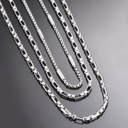 New 1 piece Stainless Steel Square Pearl Chain Necklace 3:1 Handmade Box Chain DIY Jewelry Making Bracelet Anklet Necklace PlatiNum