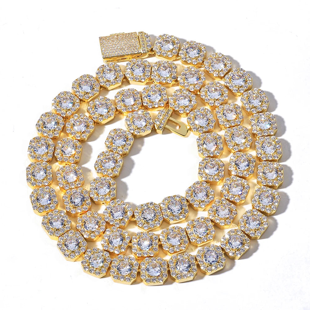 NY 10/12mm Disponibile Catena di zucchero di roccia AAAAA Cubic Zirconia Collana di gioielli stile Hip Hop per uomo e donna