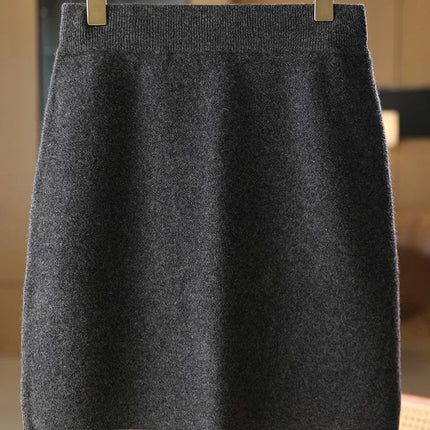 TLOML Autumn Winter New Chic Women's 100% Merino Wool Mini Skirt Preppy Style Cashmere Knitted Skirt Soft Warm Basics Mini Skirt PlatiNum