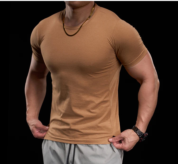 Abbigliamento da allenamento fitness da palestra da uomo T-shirt sportiva attillata a maniche corte