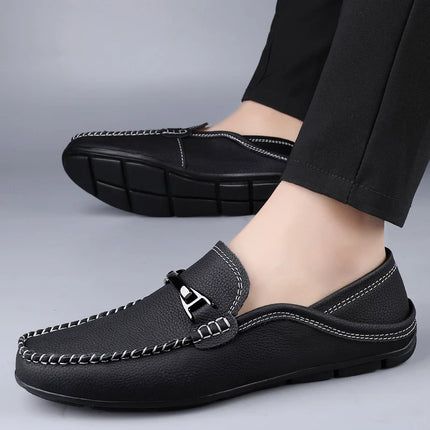 Mocassini in vera pelle Moda uomo Design Mocassino Slip on Soft Flats All-match Scarpe casual Calzature da barca fatte a mano per uomo adulto