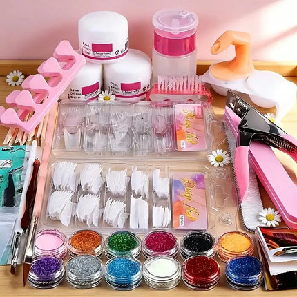 23-in-1 Acrylic Nail Kit for Beginners — Includes 12 Acrylic Powder Colors, Nail Extension Tools, and Various Manicure Tools