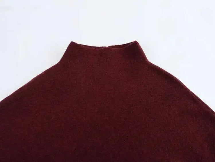 Asymmetric Knit Poncho Cape Loose Solid Color Minimalist Warm Shawl Wrap Outerwear Commuter High Street Pullover 202606H