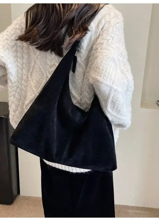 Women Suede Shoulder Bag with Zipper Hobo Bags Large Capacity Handbag Slouchy Bag Commuter Travel Bag Purses and Handbags PlatiNum