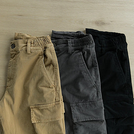 Outdoor Casual Men's Multi Pockets Cargo Pants 2025 Spring Fall Daily Fashionable Men Trousers Streetwear Mens Solid Color Pants