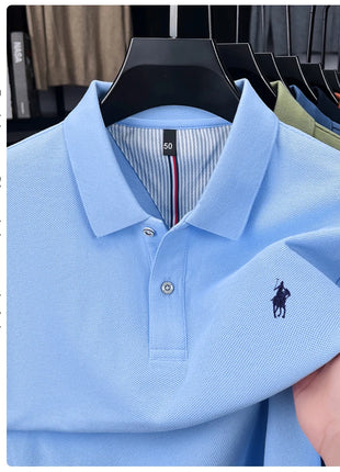 Polo à manches longues de marque haut de gamme 100 % coton, nouveau t-shirt décontracté à revers pour homme d'affaires, confort de luxe avec broderie Paul poney