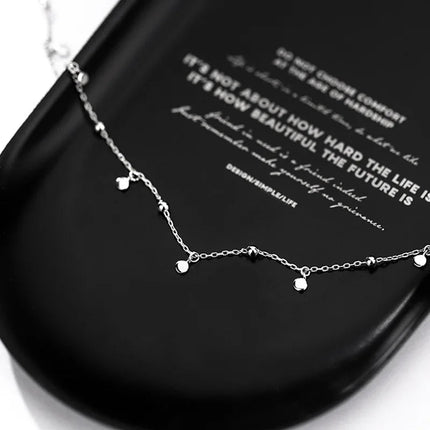 925 Sterling Silver Neck Chain Tassels Round Necklaces Women Jewelry Exquisite Elegant Aesthetic Charms Accessories Argent 925 PlatiNum