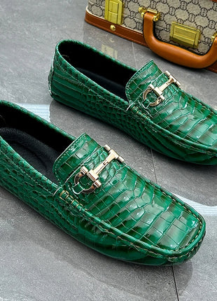 Scarpe Casual da uomo in pelle verniciata di alta qualità scarpe da guida di marca mocassini con motivo a coccodrillo maschile per scarpe basse mocassino da uomo