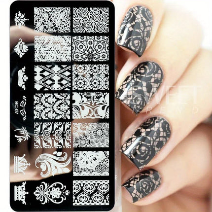 5 Sheets Lace Flowers Nail Stamping Plates Mandala Geometric Nail Art Stamp Templates Polish Printing Stencils Manicure Tools