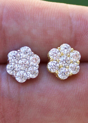 Moissanite Stud Earrings for Women Luxury Women Full Moissanite Stud Earrings Flower D Color Women's Moissanite Set Jewerly PlatiNum