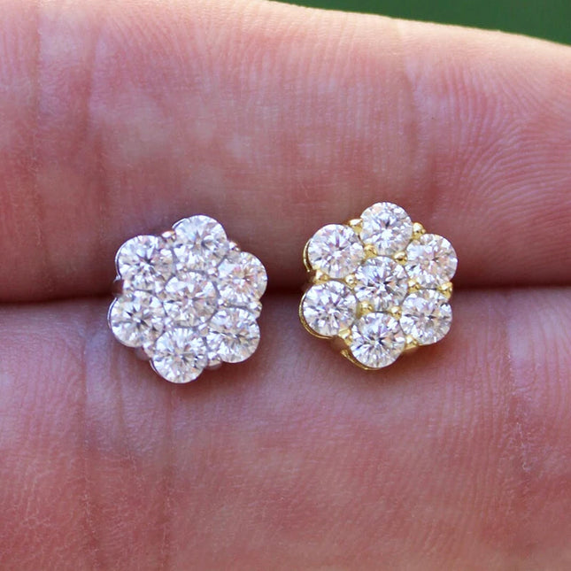 Moissanite Stud Earrings for Women Luxury Women Full Moissanite Stud Earrings Flower D Color Women's Moissanite Set Jewerly PlatiNum