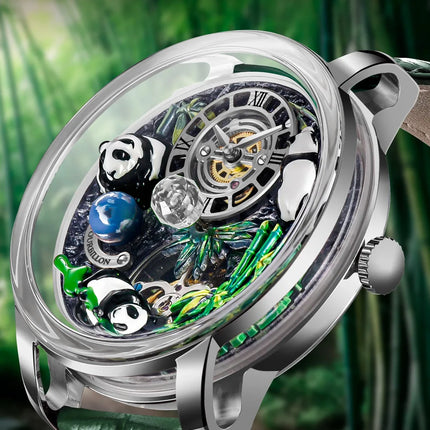 Pindu Luxury and stylish personalized waterproof panda dial fully automatic mechanical men's watch serpentine tourbillon watch