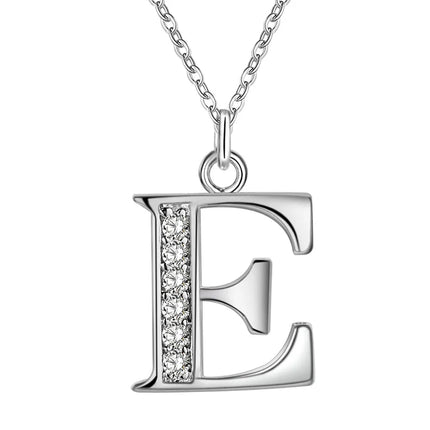 26 Letters 925 Sterling Silver Necklace Pendant Zircon For Women Exquisite Student Girlfriend Jewelry Accessories Wedding Gift PlatiNum