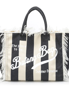 Borsa tote a righe da donna con colori contrastanti Borsa a tracolla con lettere alla moda Borsa da pendolarismo per ascelle di grande capacità