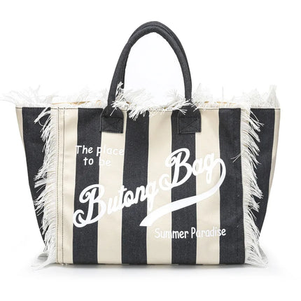 Borsa tote a righe da donna con colori contrastanti Borsa a tracolla con lettere alla moda Borsa da pendolarismo per ascelle di grande capacità