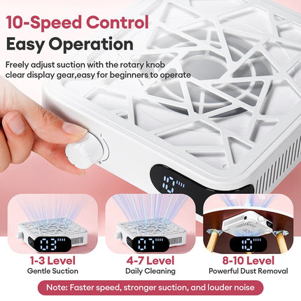 Rechargeable Brushless Turbo Nail Dust Extractor 6000PRM 10‑Speed Adjustable Low Noise Mini Manicure Vacuum for Nail Salon Home Use