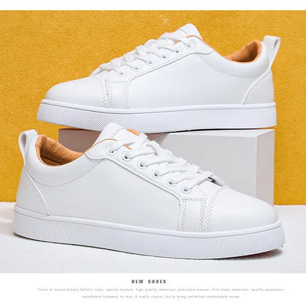 Men's High-End Casual Red Sole Board Oes Waterproof Sports Commuter Busin White Oes Simple Design Versatile Briti Sle